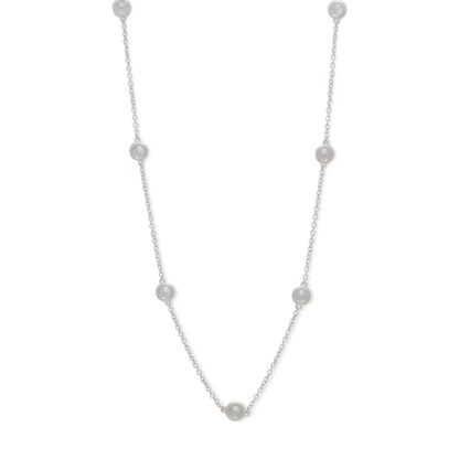 3.5mm Bezel-Set Cubic Zirconia Station Necklace in Solid Sterling Silver