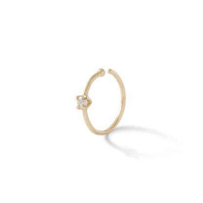 020 gauge Diamond Accent Solitaire Nose Ring in Solid 14K Gold - 5/16"