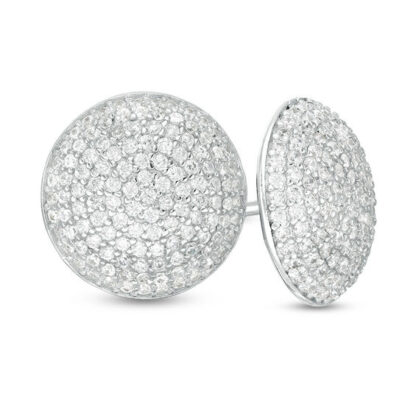 Cubic Zirconia Pavé Dome Stud Earrings in Sterling Silver