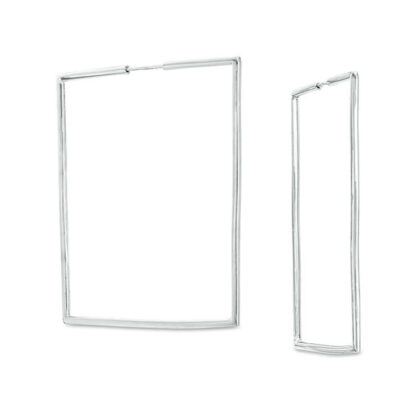 Square Continuous Tube Hoop Earrings in Hollow Sterling Silver