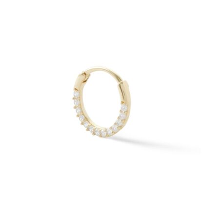 019 Gauge Cubic Zirconia Cartilage Hoop in Solid 10K Gold