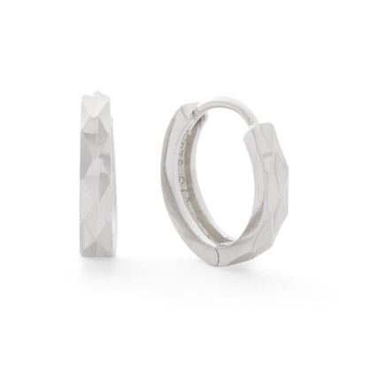 Diamond-Cut Huggie Hoop Earrings in Solid Sterling Silver