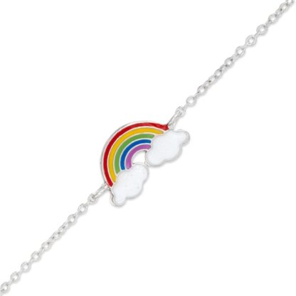 Child's Multi-Color Enamel Rainbow Bracelet in Sterling Silver - 5.5"