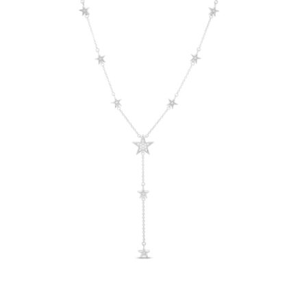 1/20 CT. T.W. Diamond Star Station "Y" Necklace in Sterling Silver