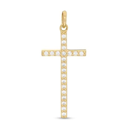 Cubic Zirconia Cross Necklace Charm in 10K Solid Gold