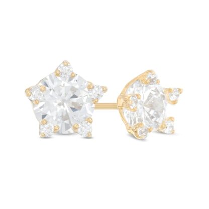 5mm Cubic Zirconia Star Stud Earrings in 10K Gold