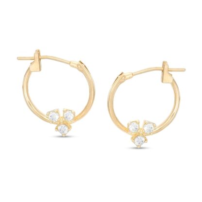 Cubic Zirconia Trio Tube Hoop Earrings in 10K Gold