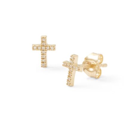 1/20 CT. T.W. Diamond Cross Stud Earrings in 10K Gold