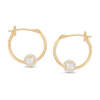 Cubic Zirconia Hoop Earrings in 10K Gold