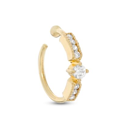 020 Gauge Cubic Zirconia Nose Ring in Solid 14K Gold