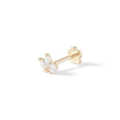 018 Gauge Marquise Cubic Zirconia Cluster Cartilage Barbell in 14K Gold Tube