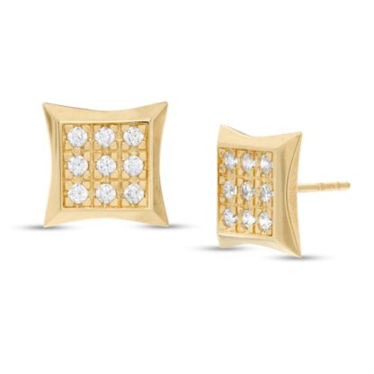 Cubic Zirconia Square Stud Earrings in 10K Gold