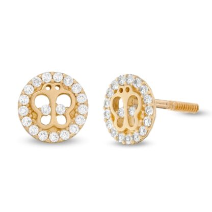 Child's Cubic Zirconia Butterfly Punchout Stud Earrings in 10K Gold