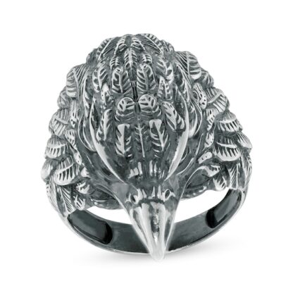 Oxidized Eagle's Head Ring in Sterling Silver - Size 10