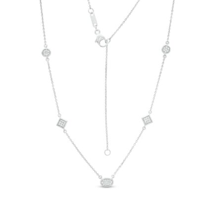 1/8 CT. T.W. Diamond Multi-Shaped Station Necklace in Sterling Silver