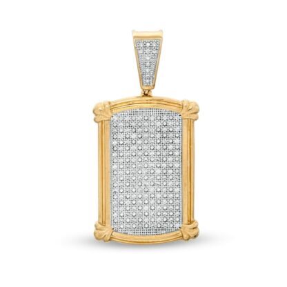 1/4 CT. T.W. Diamond Picture Frame Dog Tag Necklace Charm in 10K Gold