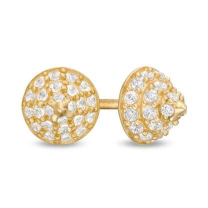 Cubic Zirconia Spiked Stud Earrings in 10K Gold