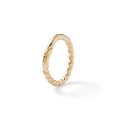 019 Gauge 6.5mm Rope-Textured Cartilage Hoop in Solid 14K Gold