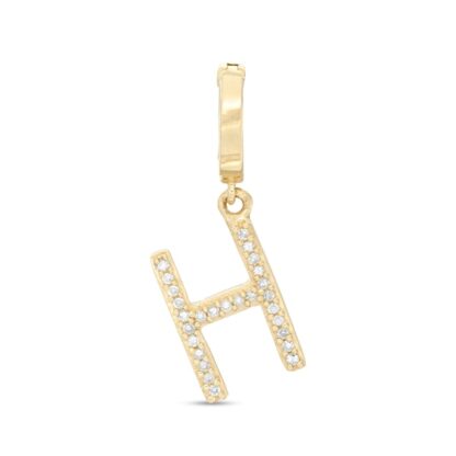 Tilted 1/20 CT. T.W. Diamond "H" Necklace Charm in 10K Gold