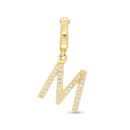 Tilted 1/20 CT. T.W. Diamond "M" Necklace Charm in 10K Gold