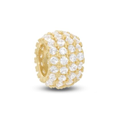 Cubic Zirconia Multi-Row Bead Spacer Charm in 10K Solid Gold