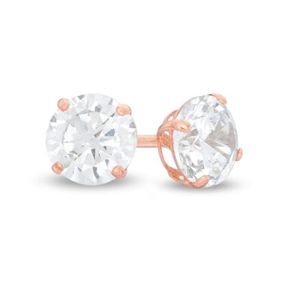 5mm Cubic Zirconia Solitaire Stud Earrings in 14K Rose Gold