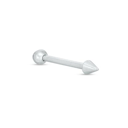 016 Gauge Spiked Straight Barbell in 14K White Gold