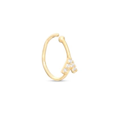 020 Gauge Cubic Zirconia Chevron Nose Ring in 14K Gold