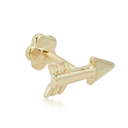 019 Gauge Arrow Cartilage Barbell in 14K Gold