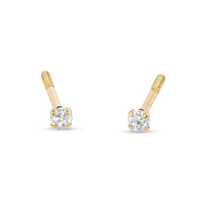 Child's 2mm Cubic Zirconia Solitaire Stud Earrings in 14K Gold