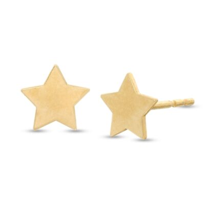 Star Disc Stud Earrings in 10K Gold