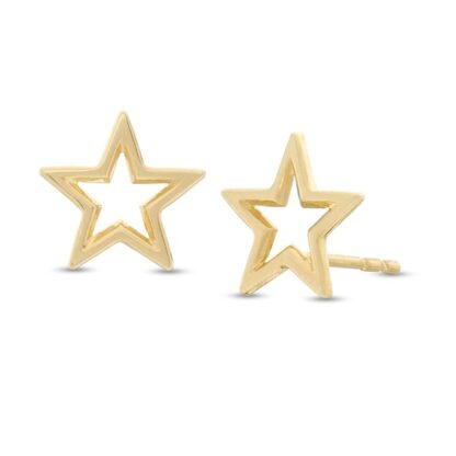 Star Outline Stud Earrings in 10K Gold