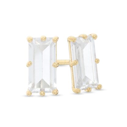 Emerald-Cut Cubic Zirconia Solitaire Stud Earrings in 10K Gold