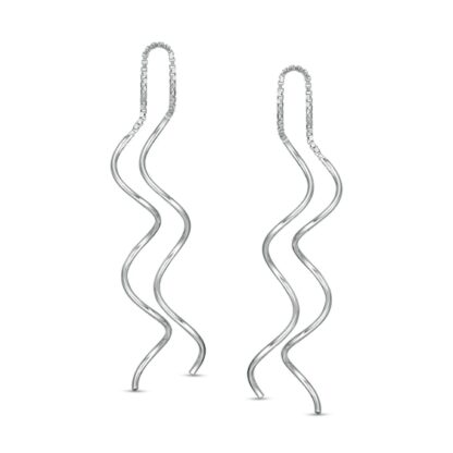 Wavy Threader Drop Earrings in Sterling Silver