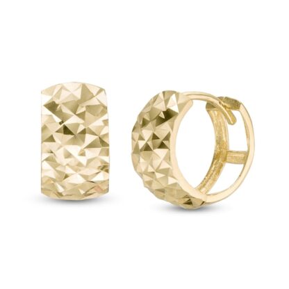 9mm Diamond-Cut Huggie Hoop Earrings in 10K Gold