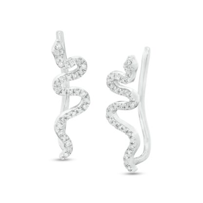 1/20 CT. T.W. Diamond Snake Crawler Earrings in Sterling Silver