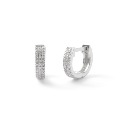 1/15 CT. T.W. Diamond Triple Row 8.1mm Huggie Hoop Earrings in Sterling Silver