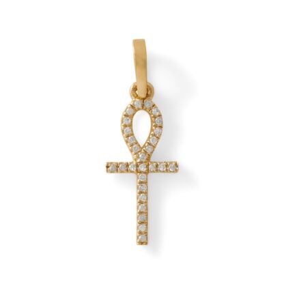 1/20 CT. T.W. Diamond Ankh Symbol Necklace Charm in 10K Gold