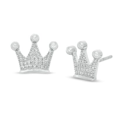 1/10 CT. T.W. Diamond Crown Stud Earrings in Sterling Silver