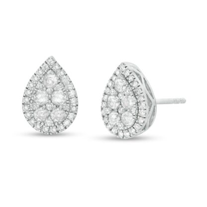1/2 CT. T.W. Composite Diamond Teardrop Frame Stud Earrings in Sterling Silver