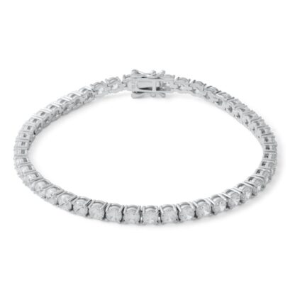 Cubic Zirconia Tennis Bracelet in Solid Sterling Silver - 8"