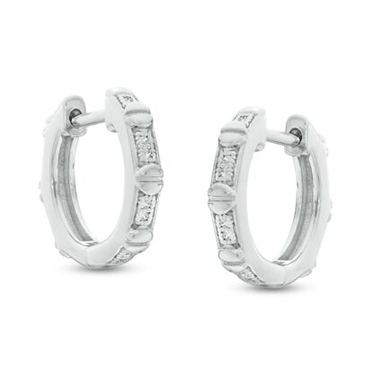 1/20 CT. T.W. Diamond Screw Accent Huggie Hoop Earrings in Sterling Silver