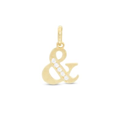 Cubic Zirconia Ampersand Necklace Charm in 10K Gold