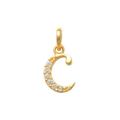 Child's Cubic Zirconia Lowercase "c" Charm Pendant in 10K Gold