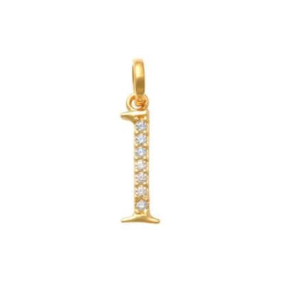 Child's Cubic Zirconia Lowercase "l" Charm Pendant in 10K Gold