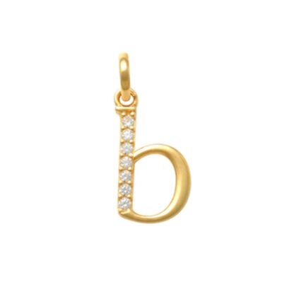 Child's Cubic Zirconia Lowercase "b" Charm Pendant in 10K Gold