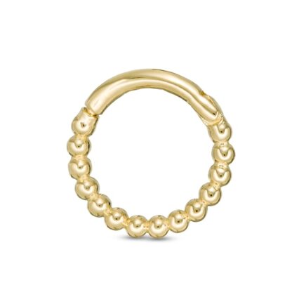 018 Gauge Beaded Cartilage Hoop in 10K Gold