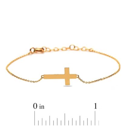 Child's Sideways Cross Bracelet in 10K Gold - 6.5"