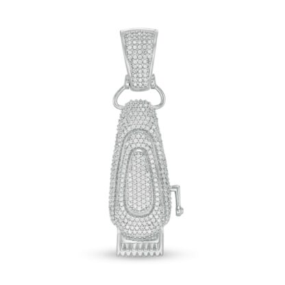 Cubic Zirconia Barber Clippers Charm in Sterling Silver