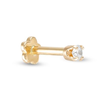 018 Gauge 1/20 CT. Diamond Solitaire Cartilage Barbell in 14K Gold Tube - 1/4"